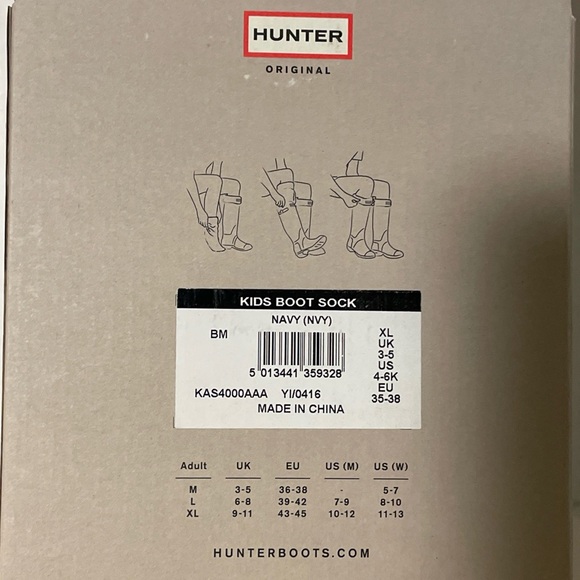 Kids Hunter Socks Fleece Rain Boot For Hunter Original Boots Navy X- Large New - Picture 3 of 3
